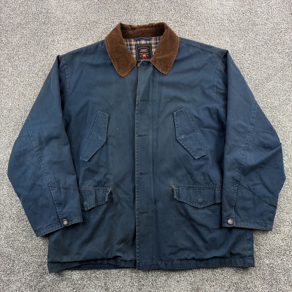 Vintage American Eagle Barn Jacket Mens XL Blue Cotton Corduroy Field Coat